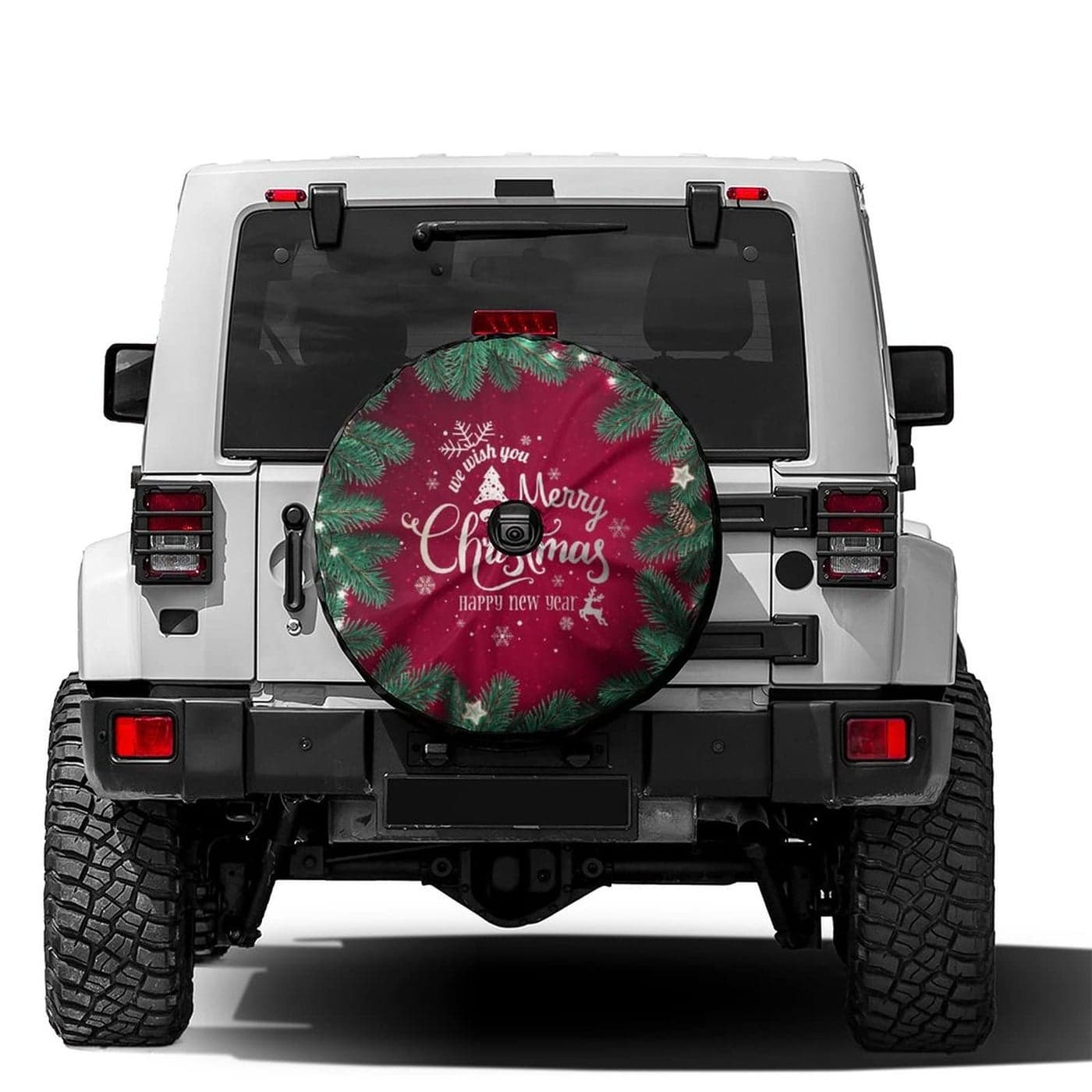 Delerain Spare Tire Cover with Backup Camera Hole Christmas Fir Branches Wheel Covers Waterproof DustProof UV Sun Universal Fit for RV Trailer RV SUV Truck 17 Inch for Diameter 3133