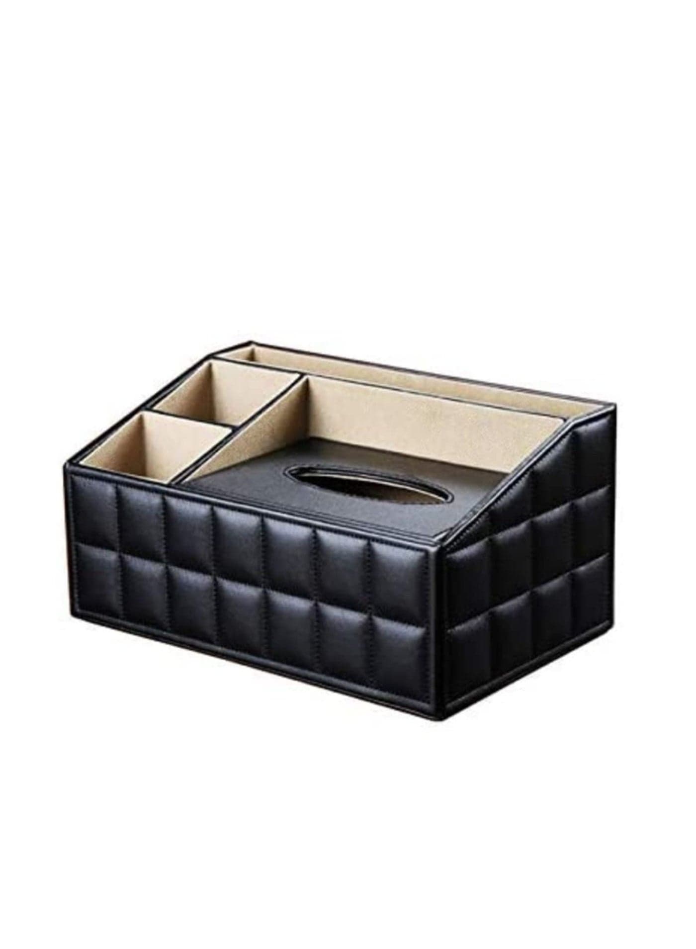 Multi Functional Tissue Box Napkin Case Holder Paper Rack PU Leather Remote Control Phone Pad Storage Boxes Desktop Organizer