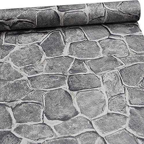 ZeroStage 17.7" x 197" Castle Tower Stone Wallpaper Peel and Stick Removable Self Adhesive Halloween Wall Paper Decoration Dark Grey Fortress