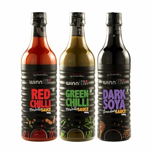 Winn Pro Chef Red Chilli, Green Chilli, Dark Soya Sauce 700 G - Pack Of 3 | Chinese Sauces | No Artificial Colour Or Flavours | No Trans Fats | No Msg