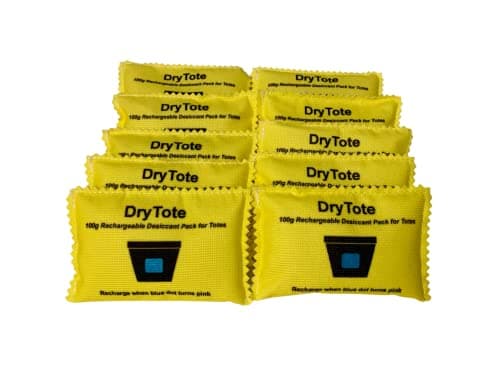 100g Rechargeable Desiccant Pack of 10 - Moisture Absorbing Bag - Silica Gel Desiccant Dehumidifier for Storage Bins and Totes