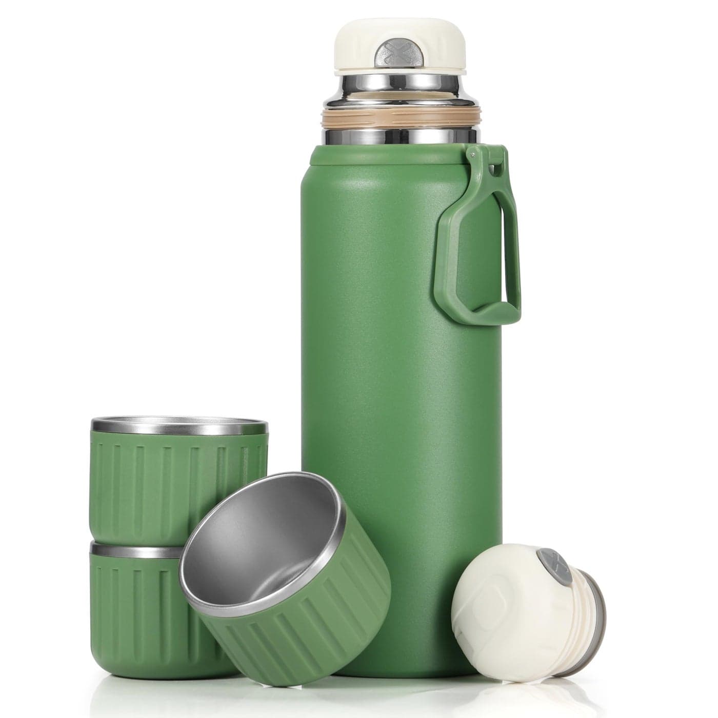 MUCR 750ml27 OZ Coffee Thermo with 3 cups Insulated Water Bottle Stainless Steel Vacuum Flask Set for Hot and Cold Drinks Gifts Box