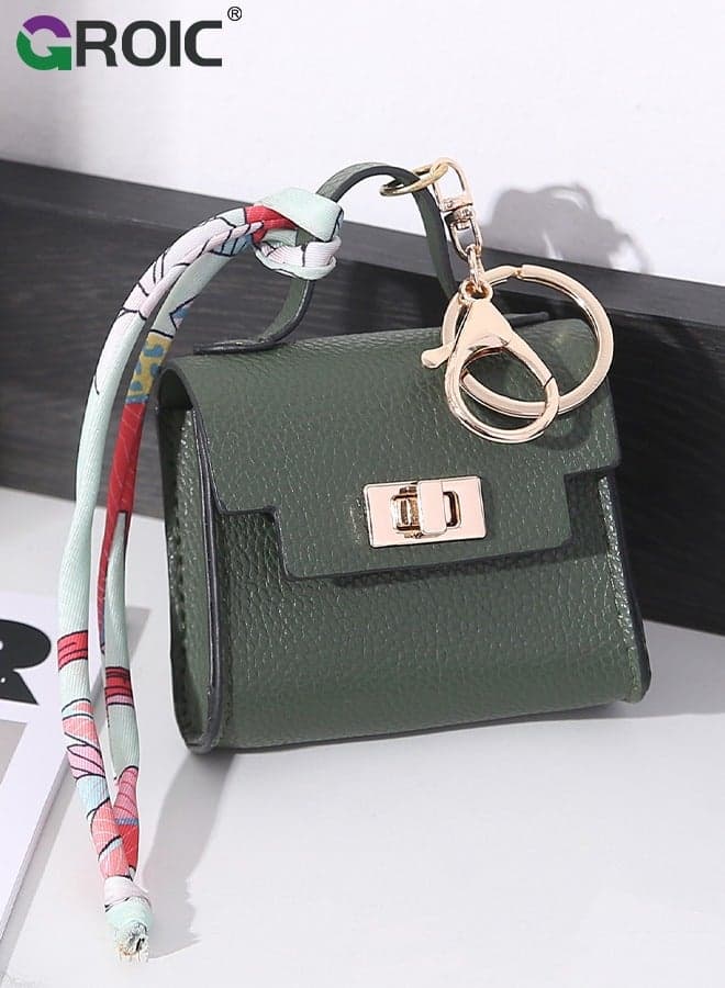Mini Bag Purse Case for AirPods, Mini Purse Storage Bag, Earphone Storage Bag, Cute Coin Purse Headphone Bag for Car keys, Change, Pendants, Mini Bag Charms accessories for Women - Green