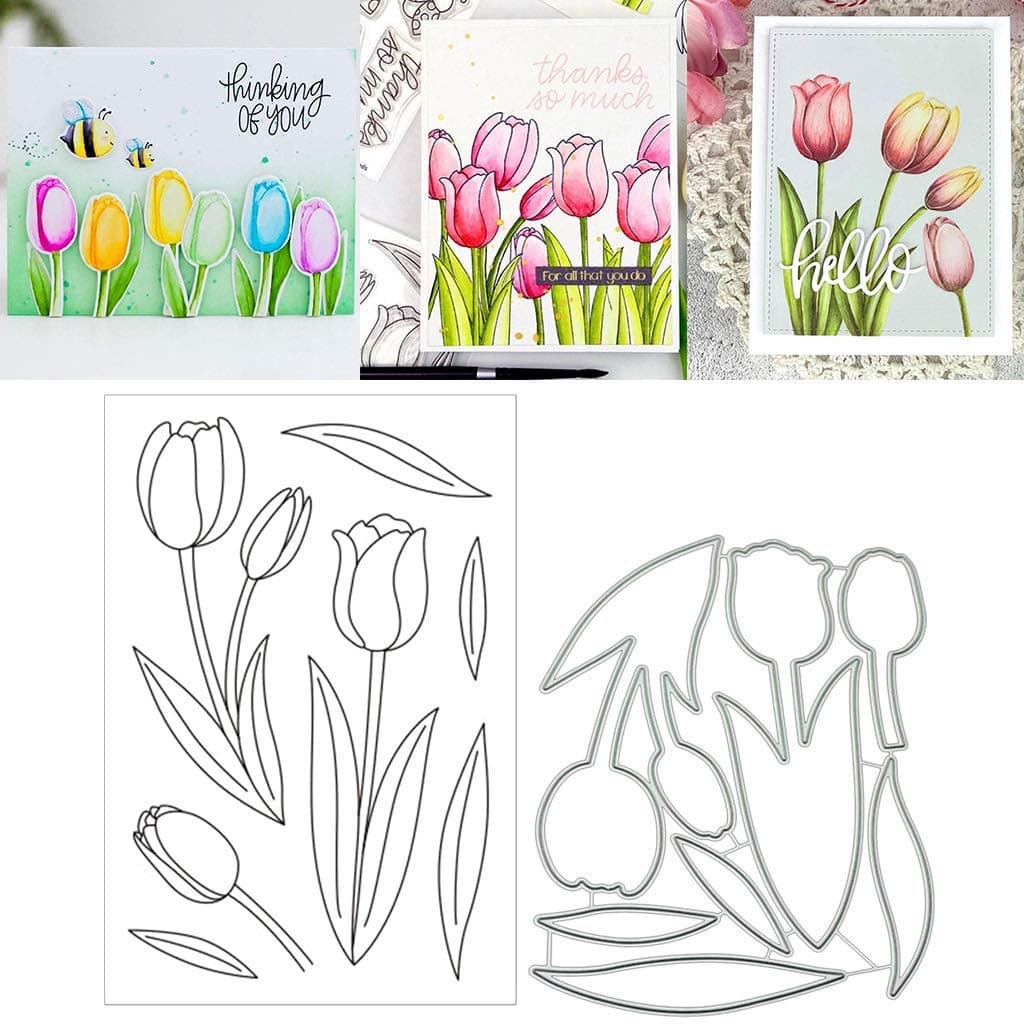 Tulip Silicone Clear Stamp and Die Sets for Card Making DIY Embossing Photo Album Decorative Craft