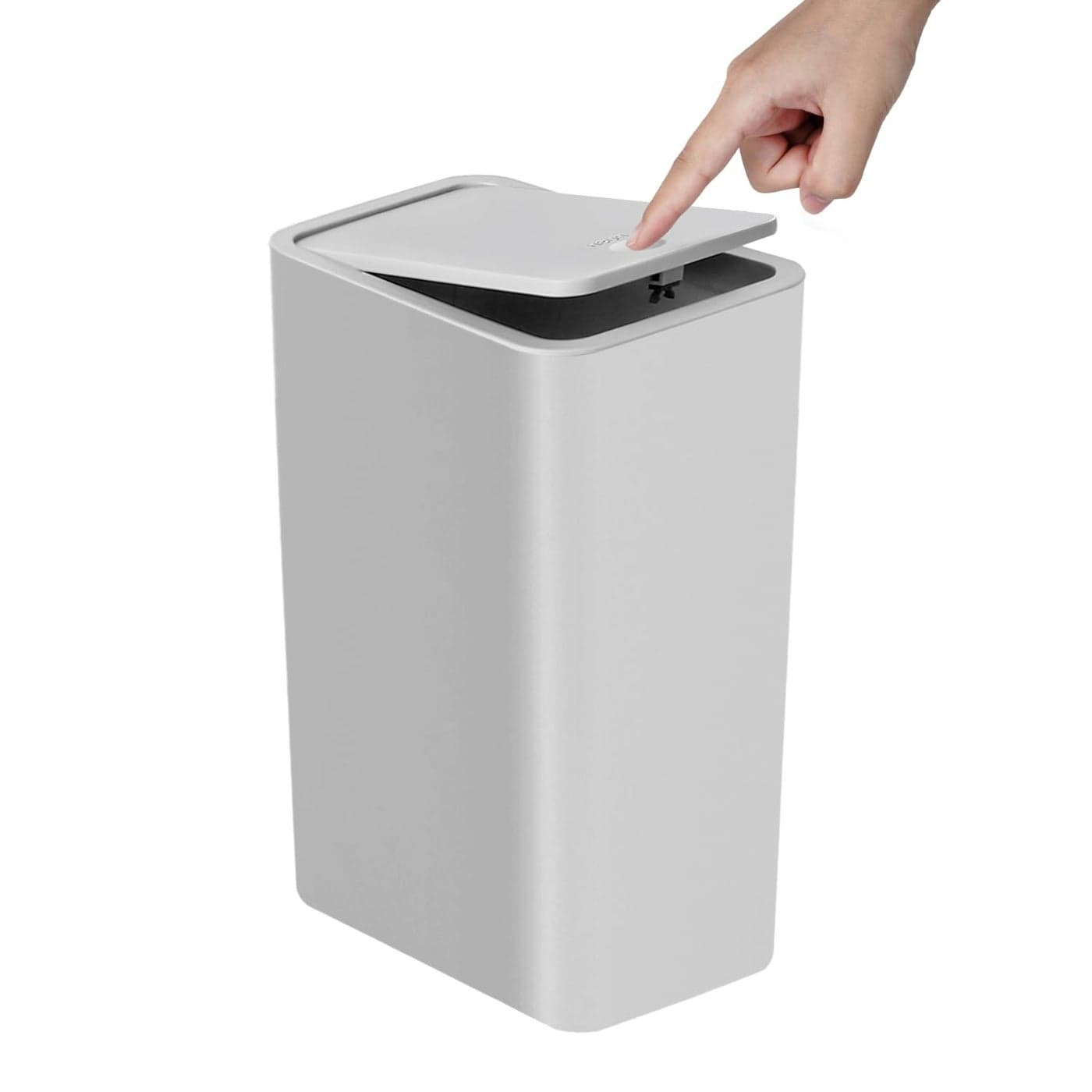 TIPGO Bathroom Trash Can with Lid 10 Liter 26 Gallon Slim Garbage Can Small Trash Bin Waste Basket with PopUp Lid for Kitchen Bedroom Living Room Office Grey