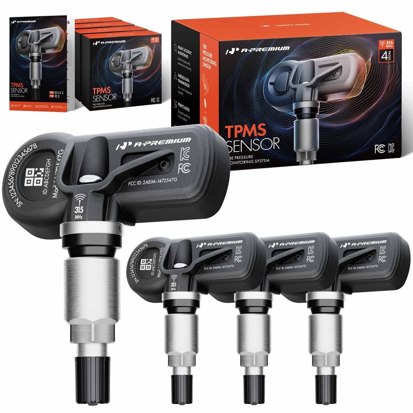 APremium 4PCS PreProgrammed TPMS Sensor Tire Pressure Monitoring Sensor Compatible with Ford Lincoln Mercury Edge Expedition Flex Focus Taurus MKS MKT MKX Navigator Sable 315MHz