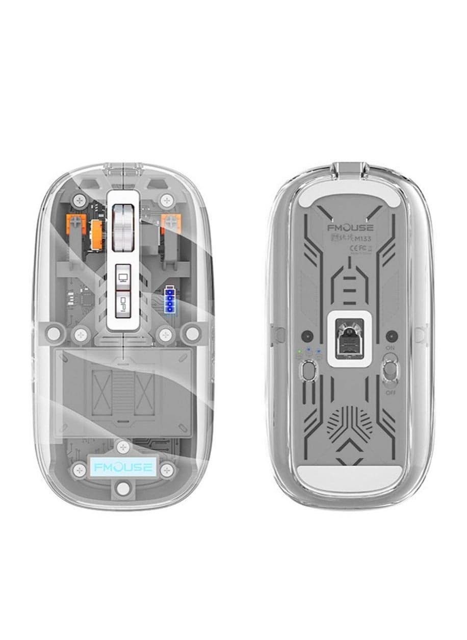 Bluetooth Wireless Mouse,Tri-Mode 2.4G/USB-C/Bluetooth Mouse Up to 2400 DPI,Chroma RGB Backlit,Transparent Mechanical Gaming Mouse,Must-Have Cool USB Computer Mouse for Gaming and Esports