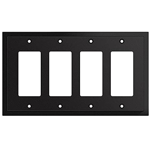 Modern Edge Decorative Wall Plate Switch Plate Outlet Cover, Durable Solid Zinc Alloy (Quad Decorator, Matte Black)