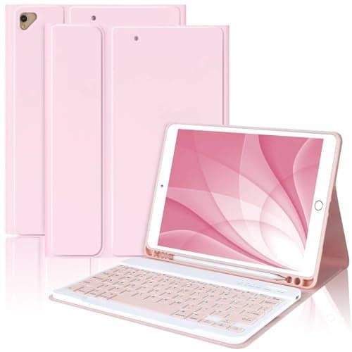 MMK iPad 9th Generation Case with Keyboard, for iPad 8th Generation Case with Keyboard (Wireless Detachable & Pencil Holder), iPad 10.2"/iPad Air 10.5"(3rd Gen)/iPad Pro 10.5" (Pink)