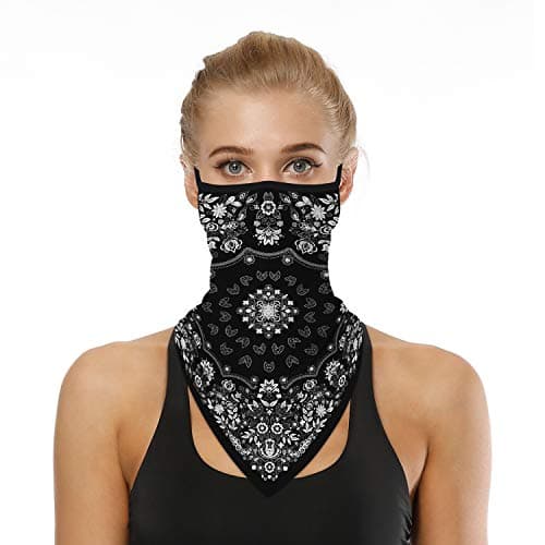 YAYOUREL Flowers Floral Neck Gaiter Face Mask Covering Bandanas for Men Women Summer UV Face Scarf Mask Cover Ear Loop Hole Triangle Facemask Headwear for Fishing Running Cycling Hiking