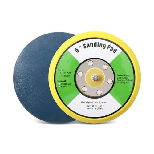 SHININGEYES 1Pcs 5in Vinyl Faced PSA Backing Pad, 5" PSA Backing Plate 5/16" 24 Thread for Air Orbital Sander and Pneumatic Polisher