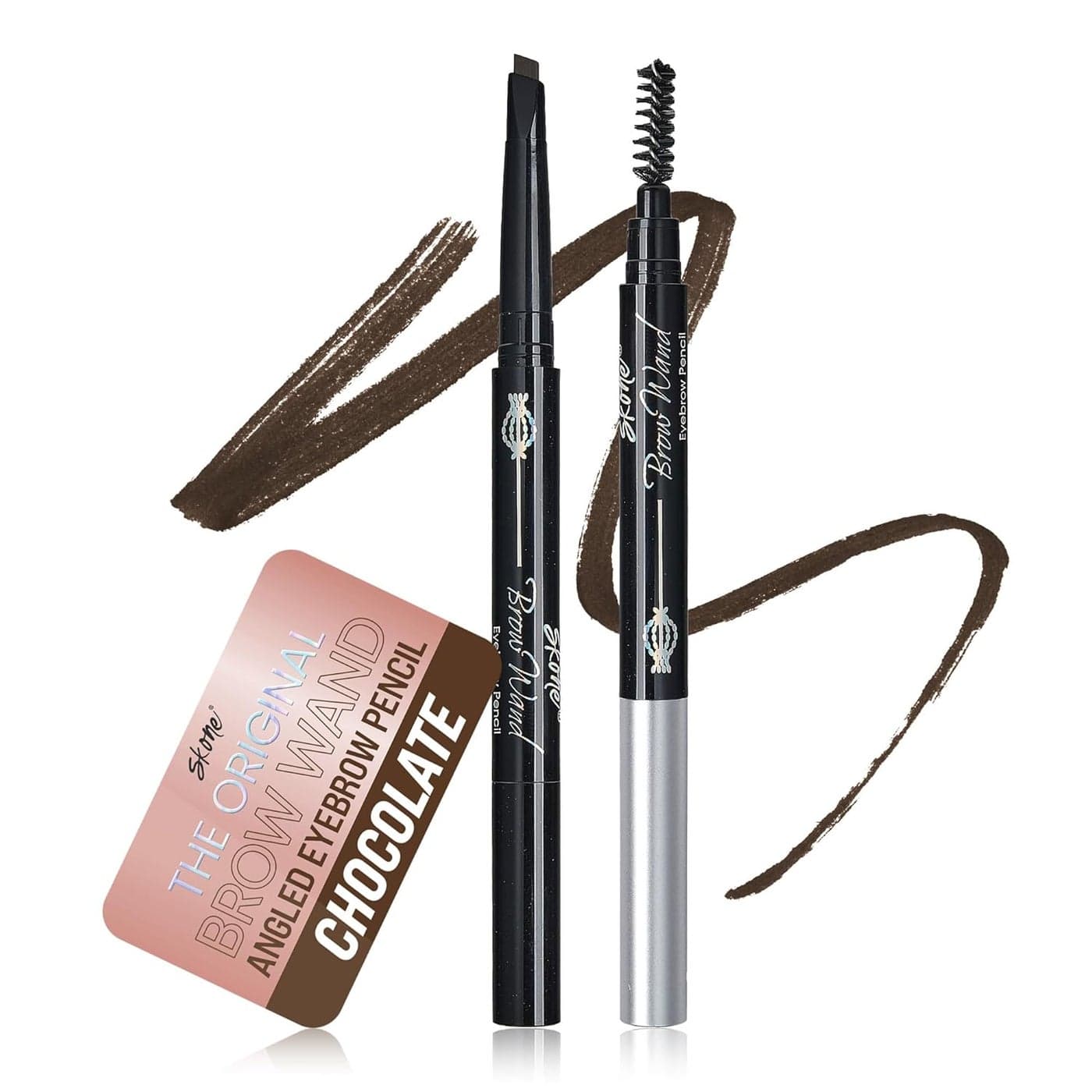 Skone Cosmetics The Original Brow Wand Eyebrow Pencil with Brush DualSided Retractable Waterproof LongLasting Brown Eye Brow Pencils for Women with Sleek Eyebrows Chocolate for Brunettes