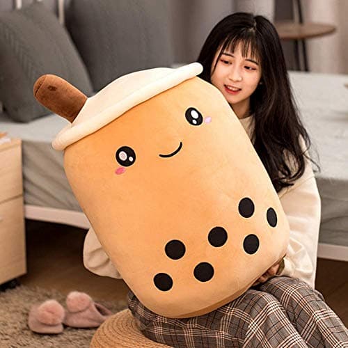 hitoshe Boba Plushie 275 in Boba Plush Pillow Toy Gifts for Kids Valentine Christmas Brown Round Eye