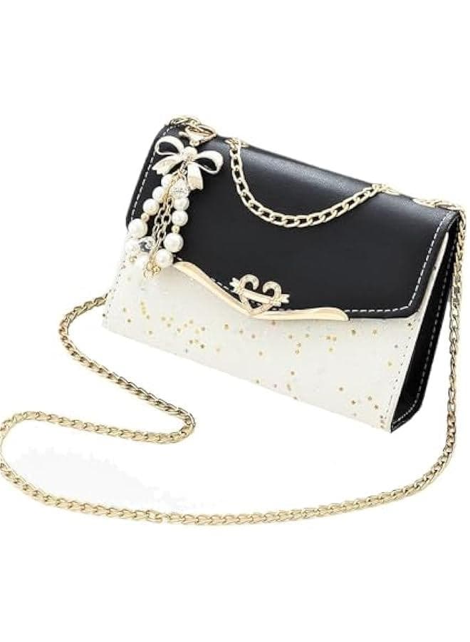 Small Crossbody Handbags, Fashion Over the Shoulder Bag, PU Leather Cross Body Phone Handbags, Suitable for Ladies Girls (Black)