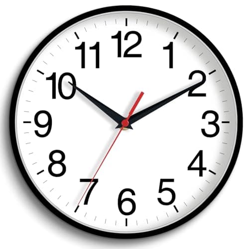 Rohioue 16 Inch Wall Clock Modern Battery Operated Silent Non Ticking Large Analog Clock for Living Room Office Home Bedroom Kitchen BathroomBlack