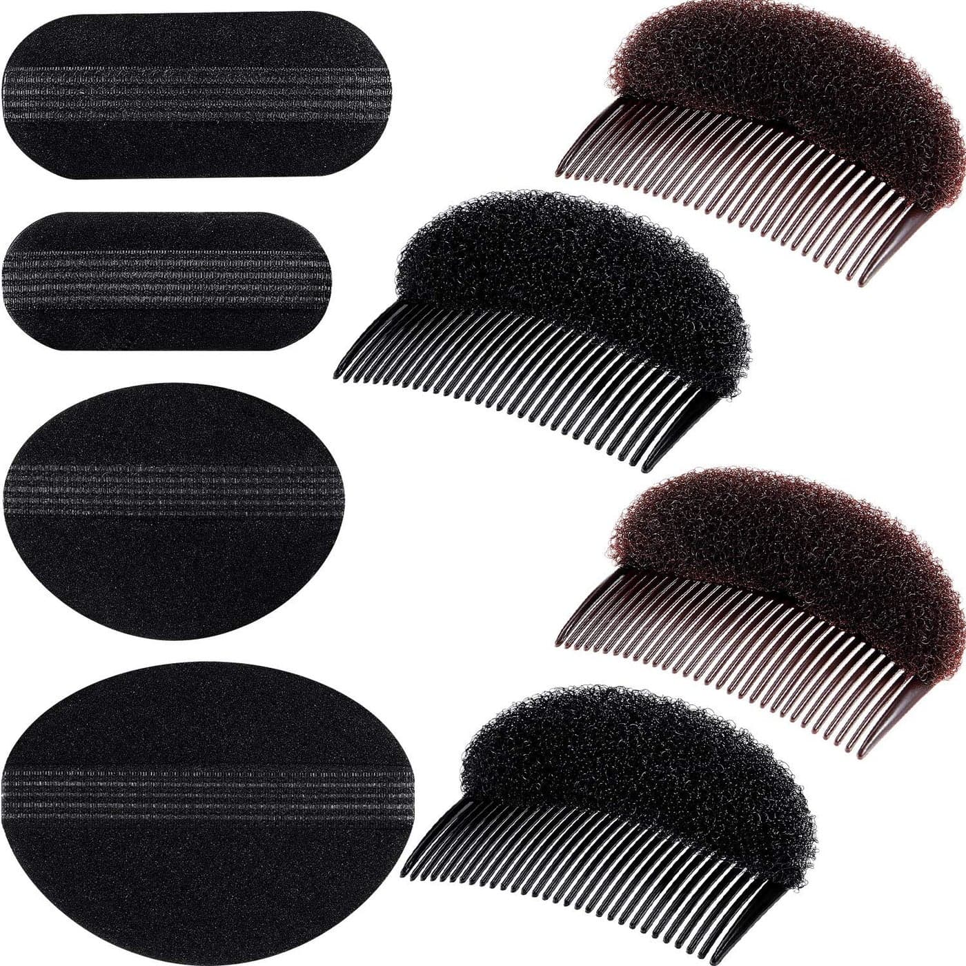 WILLBOND 8 Pcs Bump It up Volume Hair Base Set DIY Hair Styling Accessories Sponge Insert Include Bun Maker and Styling Braid Tool for Women