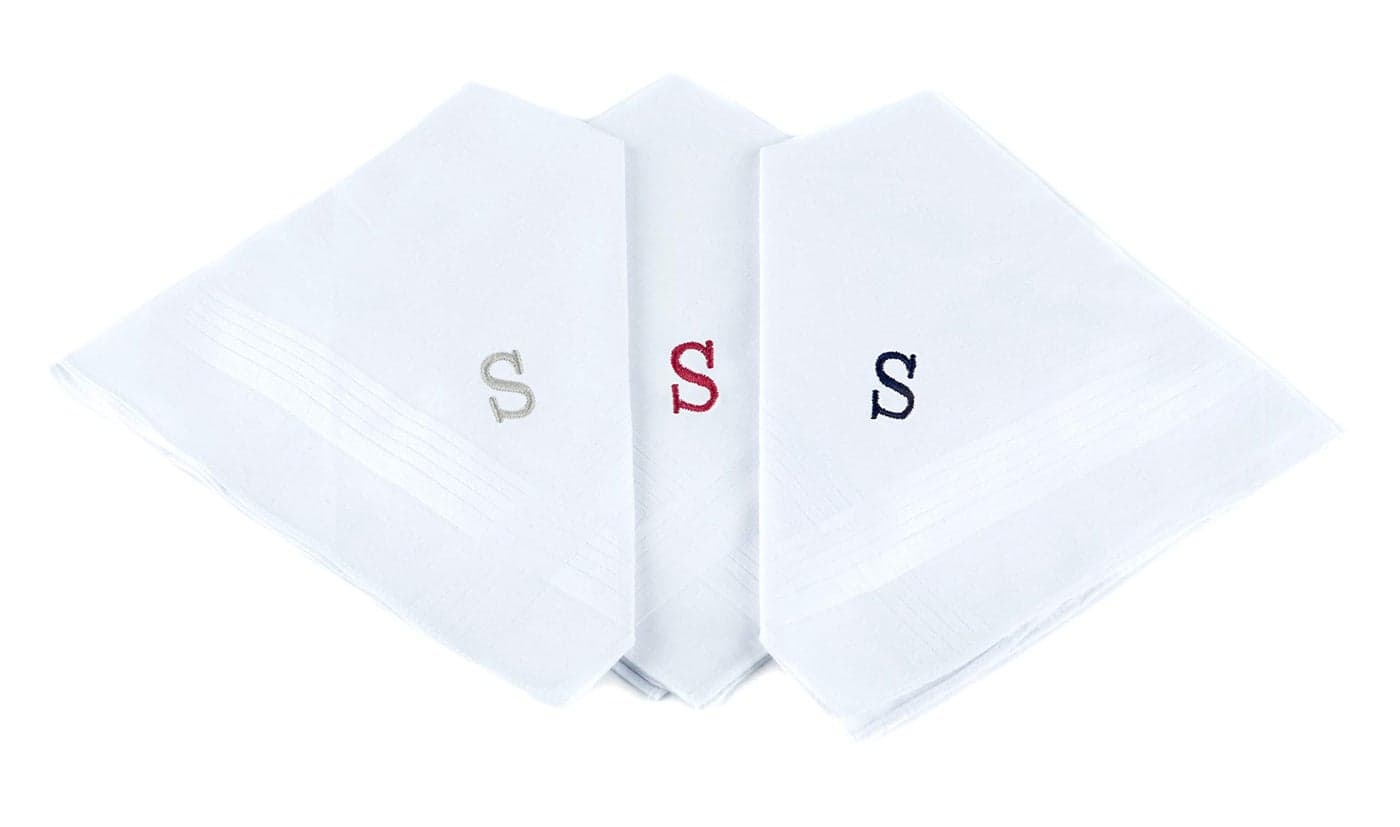 Monogrammed Handkerchiefs for Men - Soft Hankies for Men + Great Monogrammed Gifts - Intial S