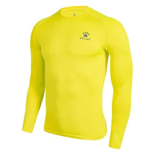 KELME Men's Compression Shirt,Base Layers,Sport Undershirt,Long-Sleeve T-Shirt Yellow Small