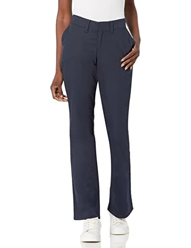 Dickies Women's Flat Front Stretch Twill Pant Slim Fit Bootcut, Dark Navy, 16