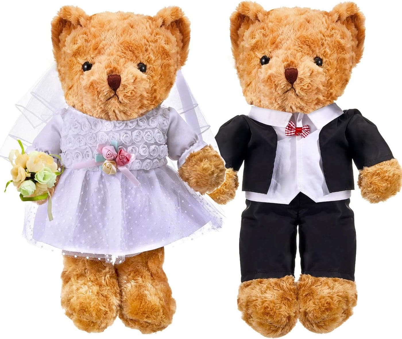 Civaner 2 Sets Bear Clothes Include Outfits of Grooms Tuxedo Suit and Bridal Dress Set The Bear is Not Included Suitable for 1416 Inch Stuffed Animal Clothes