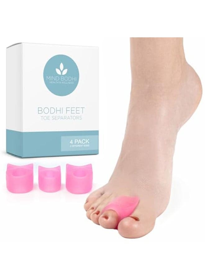 Mind Bodhi SingleLoop Toe Separators 4Pack Correcting Bunions and Restoring Toes to Their Original Shape For Men and Women Toe Spacers Bunion Corrector Pink