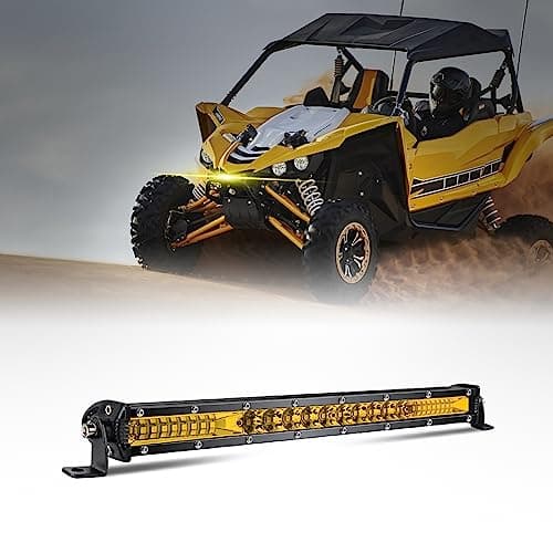 MAYELLO 10 Inch Amber LED Light Bar Spot Flood Combo Beam Slim Single Row Driving Lamp for Off Road Trucks Pickup Car ATV UTV SUV Bumper