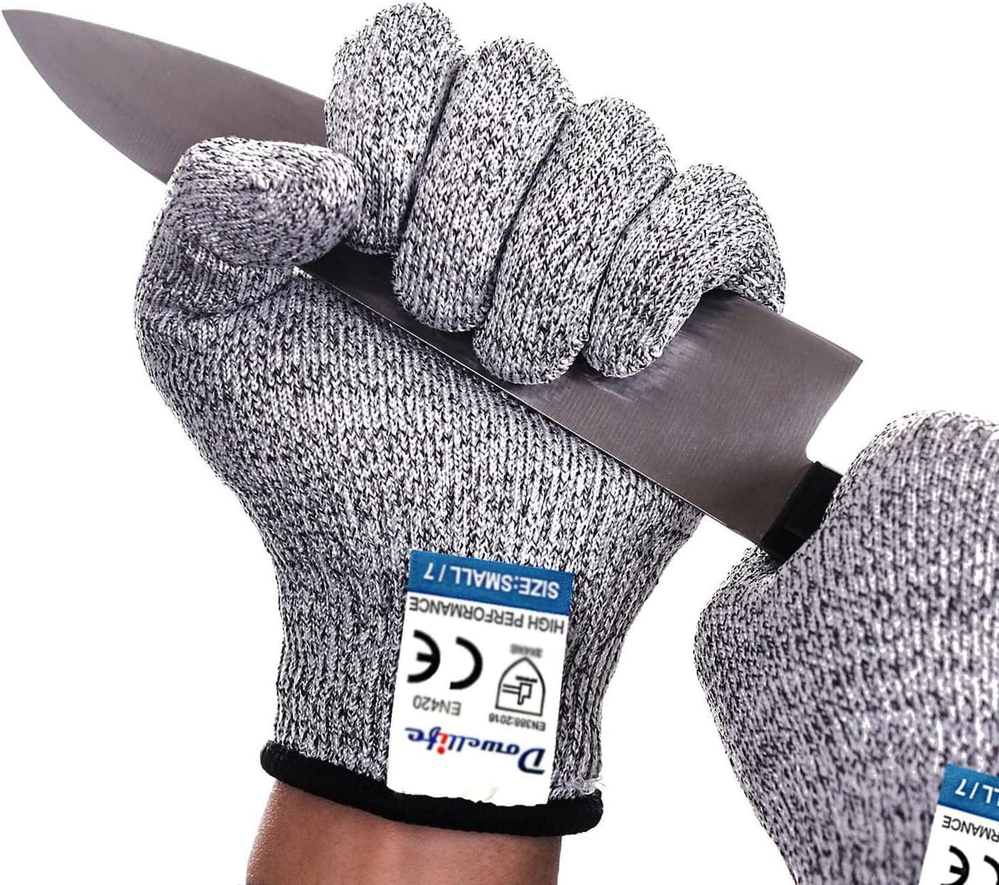 Dowellife Cut Resistant Gloves Protection Safety Kitchen Cuts Gloves for Oyster Shucking Fish Fillet Processing Mandolin Slicing Meat Cutting and Wood Carving 1 Pair Small