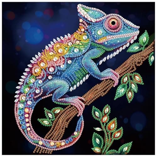 Sanjee 5D Special Shape Diamond Art Kits for Beginners Chameleon Diamond Painting Kits for Adults Crystal Rhinestones Diamond Painting for Home Wall Decoration Gift 1212inch