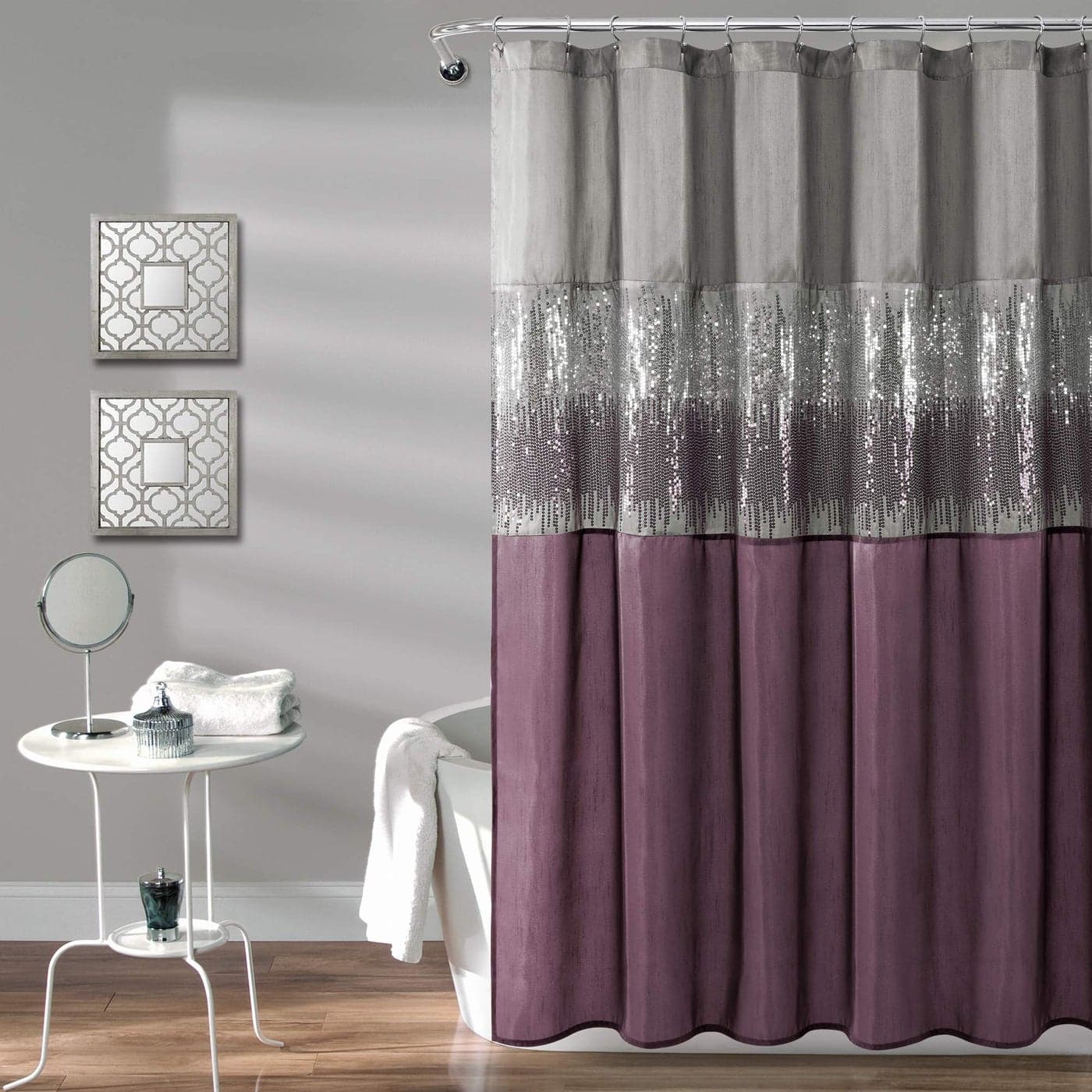 Lush Decor Night Sky Shower Curtain 72 x 72 Gray Purple