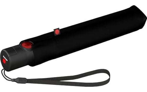 Knirps U.200 Ultra Light Automatic Rain Umbrella in Black – One-Touch Auto Open/Close, Wind-Tunnel Tested, 37in Canopy, Aluminum Fiberglass Frame, Pocket-Size Travel Umbrellas, Cover Included