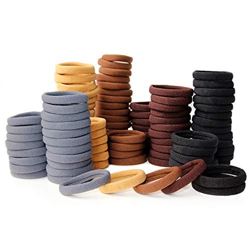 100 Pack Thick Elastics Hair Ties for Women High Stretch Seamless Cotton Hair Bands Ponytail Holders Headband No Crease Damage Hair Scrunchies for Thick Hair 5Multi Colors