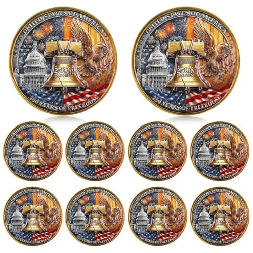 Highergo 250th Anniversary Commemorative Coins USA Eagle and Patriotic Symbols Collectible 250 Year Merchandise for Celebration Display Collectors Challenge Coin Gift10 PcsStyle 2