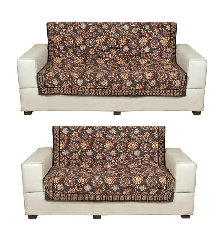 Nendle Premium Touch Soft Velvet Three Layer Quilted Sofa Cover 3 Seater and 2 Seater with combined seat and back| Anti-Slip Protector Covers for Living Room, Drawing Room (Greyish Black, Pack of 3+2)