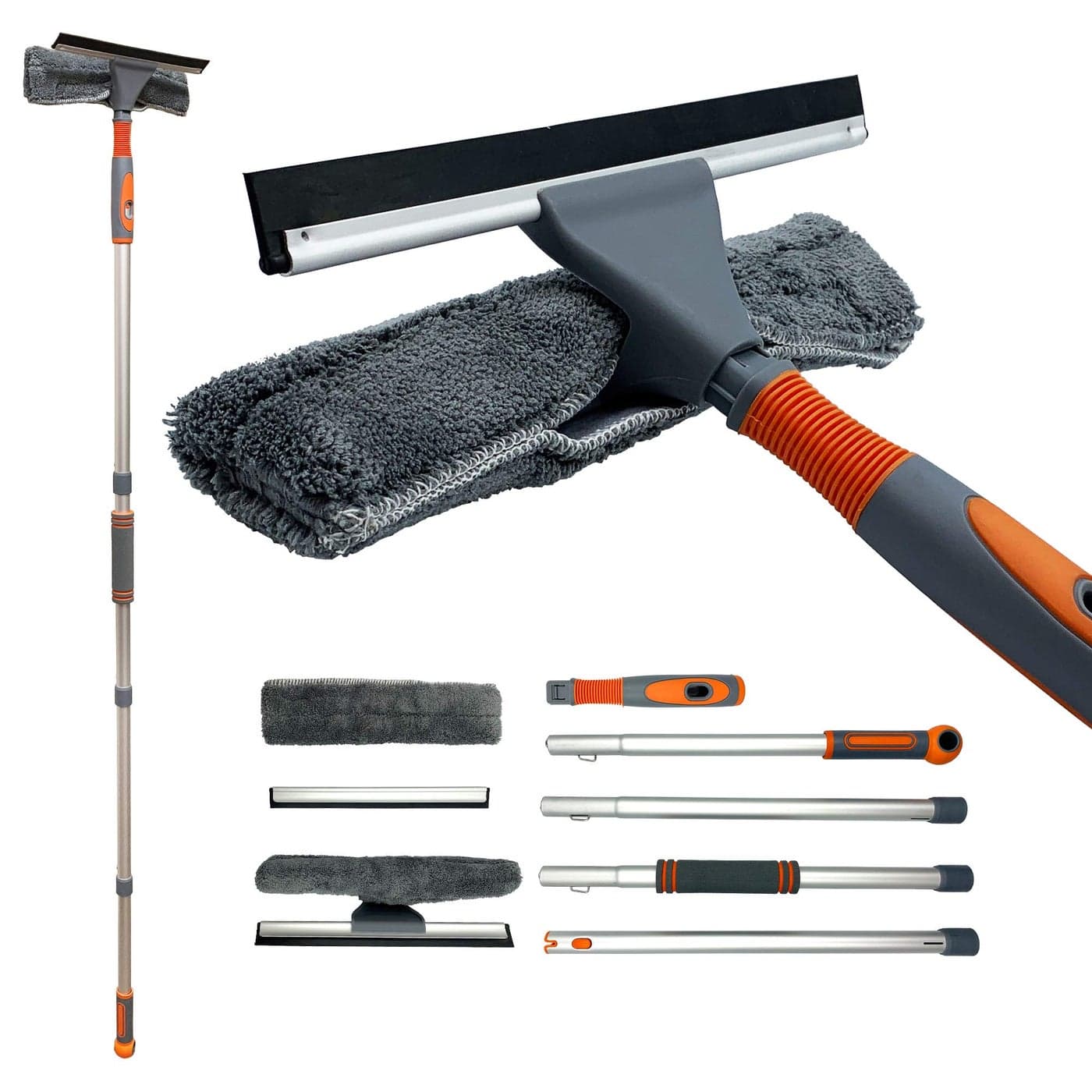 Window Cleaning Kit Professional Window Cleaning Equipment 158cm Extendable Window Cleaning Pole and Squeegee Cleaner with Bendable Head and Aluminium Pole for High Windows Complete Kit