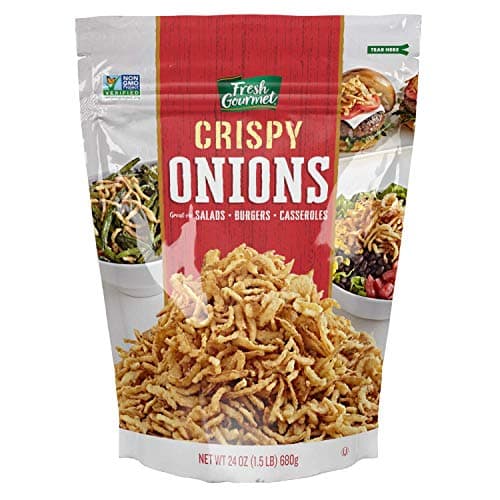 Fresh Gourmet Crispy Onions 24 Ounce Low Carb Crunchy Snack and Salad Topper
