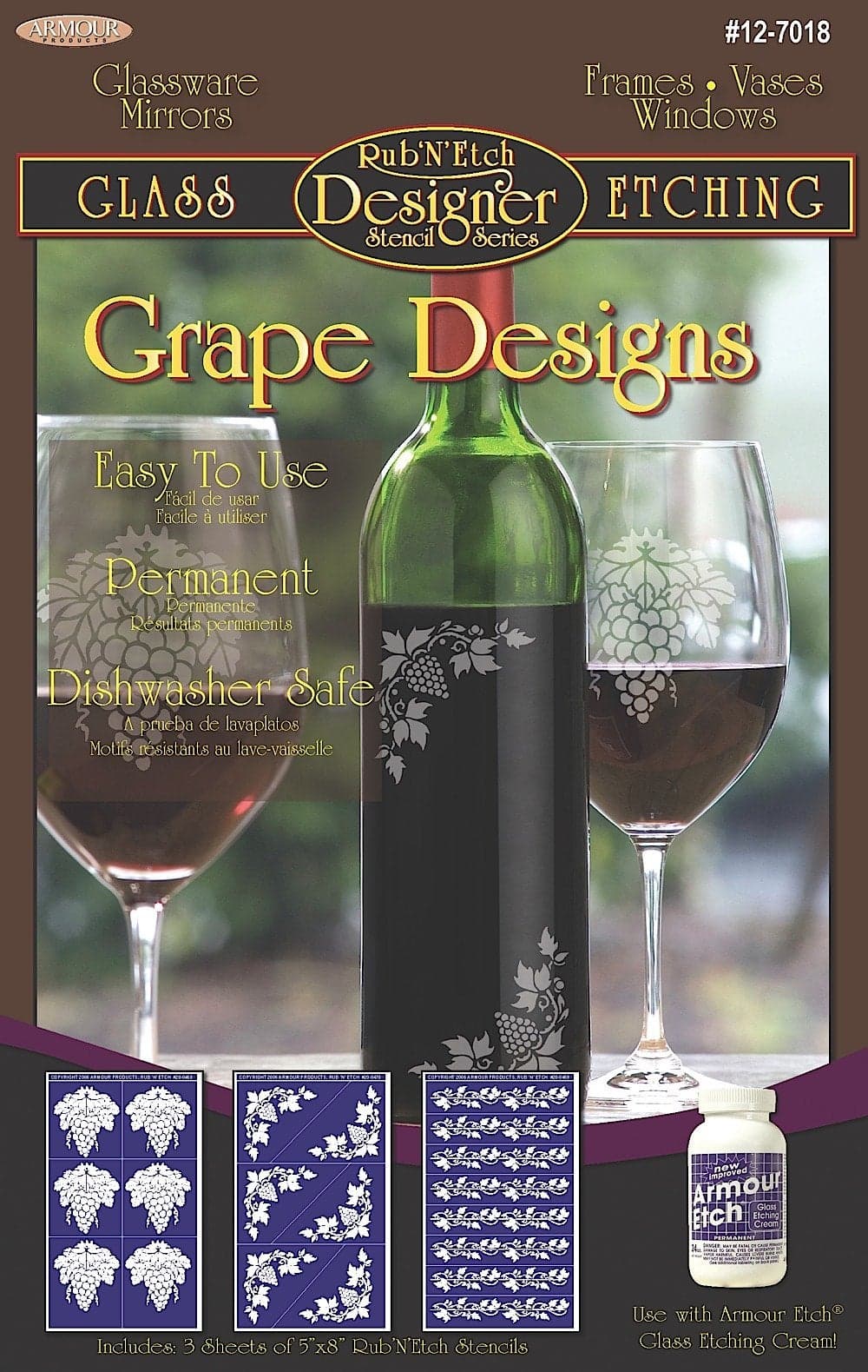 Armour Etch Designer Stencil Pak Grape Designs