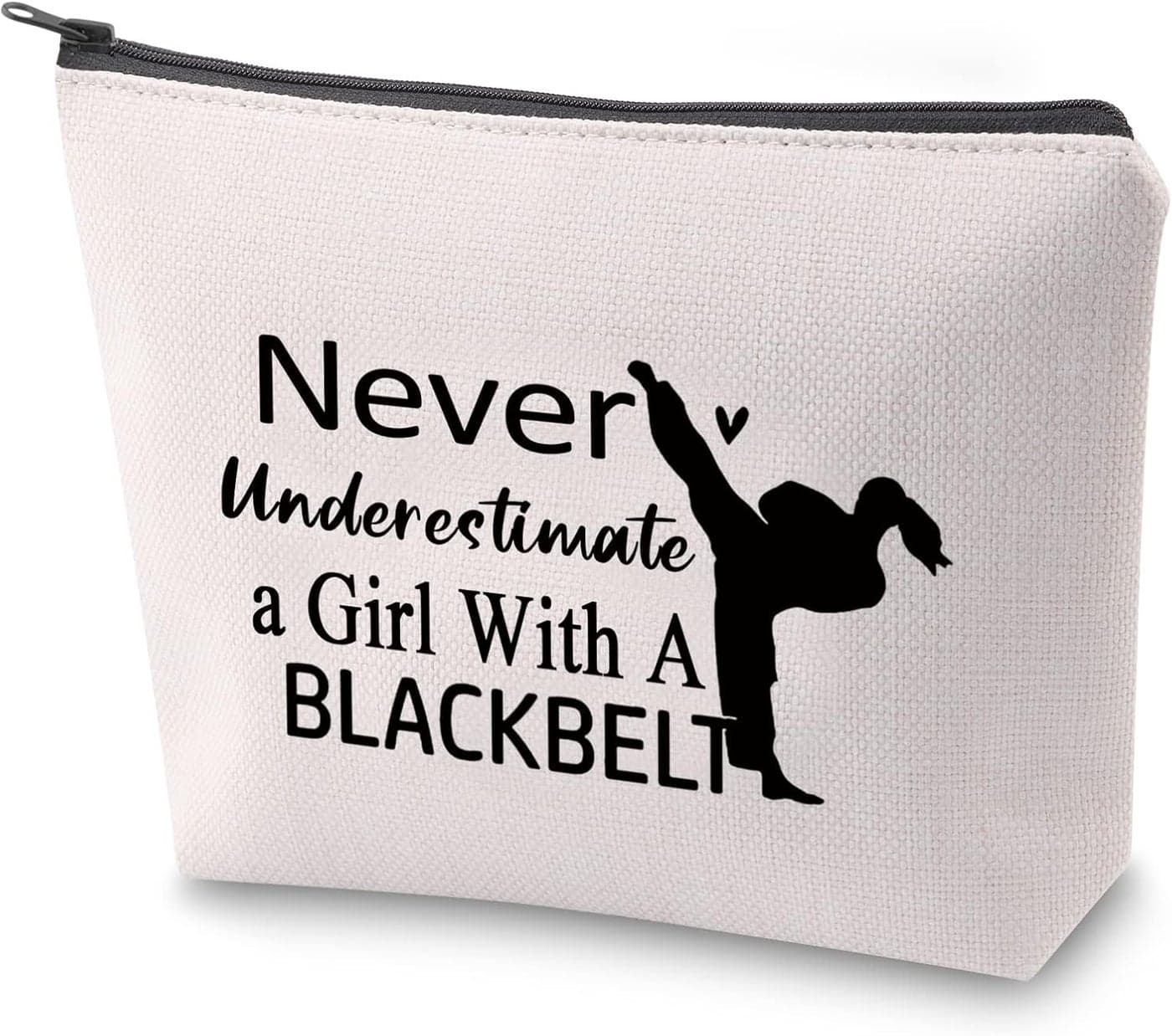 ZJXHPO Karate Lover Survival Kit Never Underestimate a With A Black Belt Makeup Bag With Zipper Black Belt Toiletry Bag Karate Trainer gift (Black Belt)