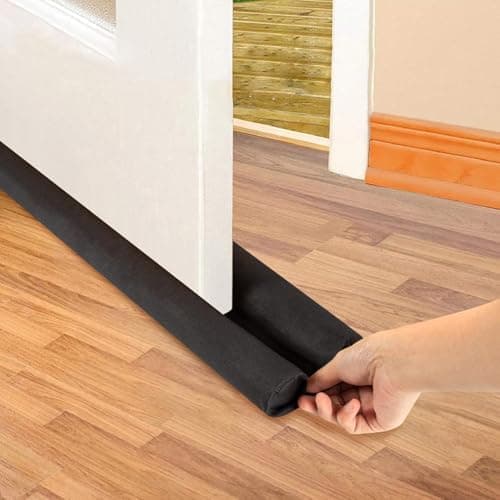 TEKCOOL 39Inch Door Bottom Gap Filler Strip, Stop Outside Dust, Hot Air, Insects, Water, Use in Wooden, Steel, Fiber, Plastic Doors 20mm Thickness Black Pack of 4