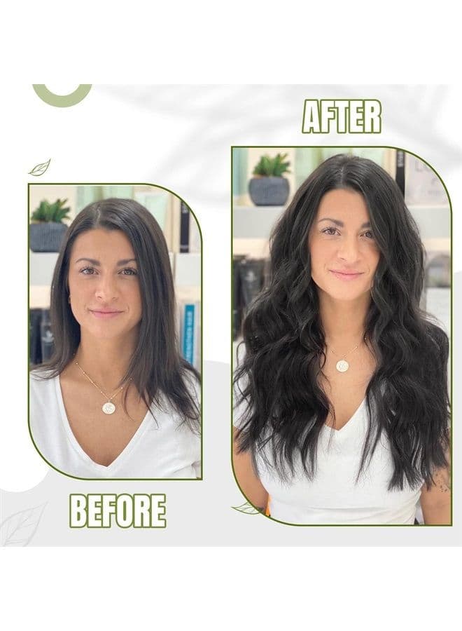 20 Inch Clip in Hair Extensions Human Hair Black 3pcs Clip in Long Soft Double Weft Hair Extensions Real Human Hair Clip in Extensions Silky Straight Salon Quality Clip in Black Hairpieces