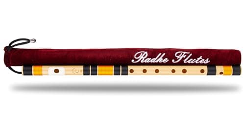 Radhe Flutes | PVC Fiber | C Natural | Right Handed | Black & Orange Threads | Assorted Colours for Velvet Cover + Complete Flute Beginners Online Course In Hindi and English