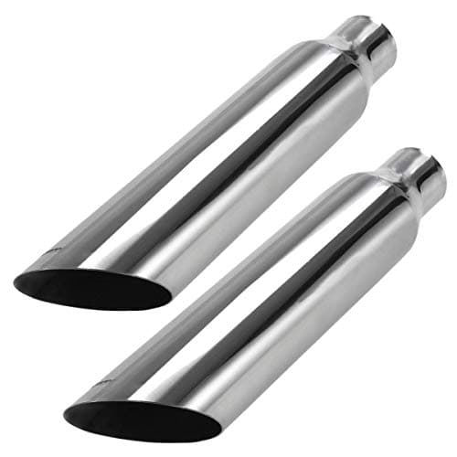 Upower 2 PCS Universal Stainless Steel Exhaust Tip 225 Inlet 35 Outlet 18 Long Car Truck Weld On Exhaust Tailpipe Tips Slant Cut