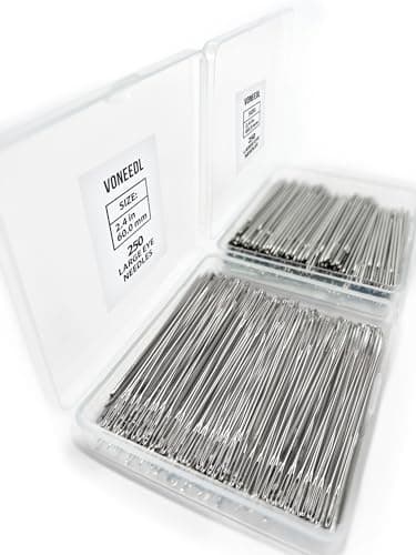 VONEEDL 500 PCS Large Eye Heavy Duty Sewing Needles Bulk Set of 24 inch Big Eye Embroidery Needles Easy to Thread Quilting Needles