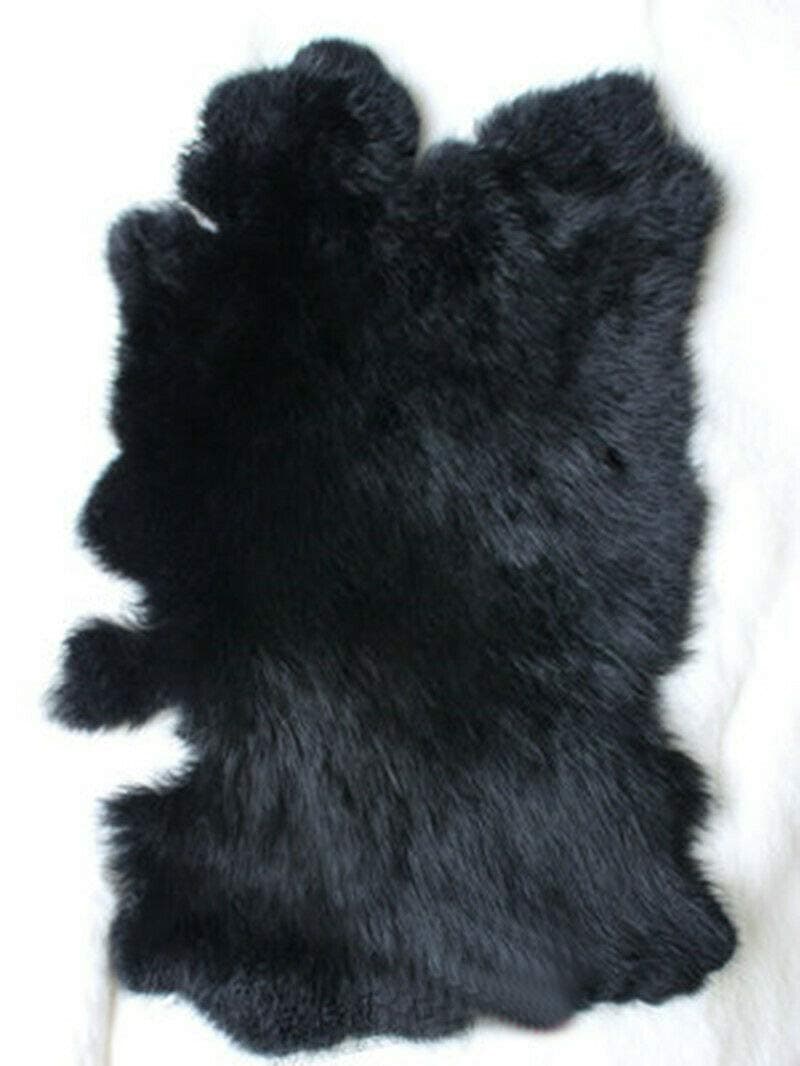 Natural Tanned Assorted Rabbit Pelts Rabbit Hide Skin 12 by 14 Sewing Quality Leather Natural Black