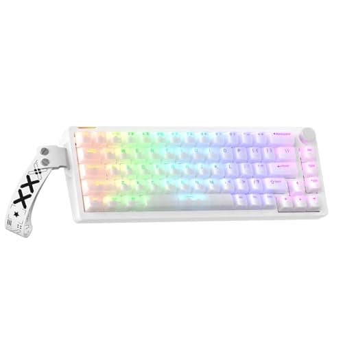 68% Gaming Mechanical Keyboard with RGB Backlit Wired Volume Knob Keyboard Gasket Mount with PBT Keycaps,8000 Hz Polling Rate, Hall Effect Cream Switches, Hot-Swap, for FPS Games (Cream White)
