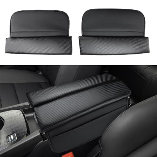 INTGET Car Center Console Armrest Cover for Nissan Rogue Accessories 2011-2026 2022 2023 2024 2025 Leather Arm Rest Box Lid Middle Console Seat Cover Protector (Carbon Fiber Cushion, 2021-2024)