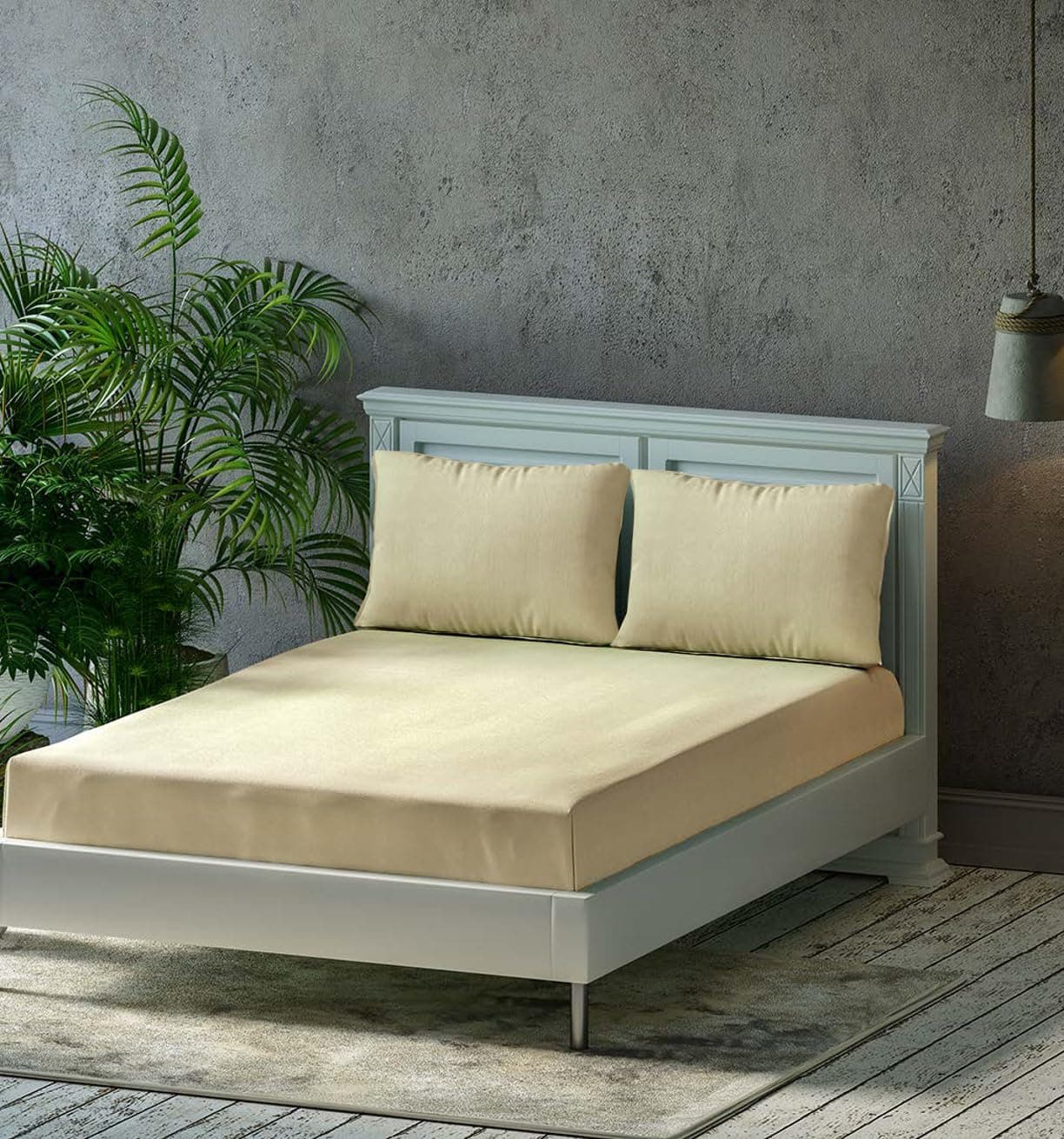 Trance Home Linen 300 TC Pure 100% Cotton | Soft Skin Safe | Breathable Queen Size Flat Bedsheets | All Season Soft Fabric | Double Bedsheet Set with 2 Pillow Covers (104x86 Inches Beige)