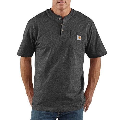 Carhartt Mens Loose Fit Heavyweight Short-Sleeve Pocket Henley T-Shirt Shirt, Carbon Heather, XX-Large Tall US