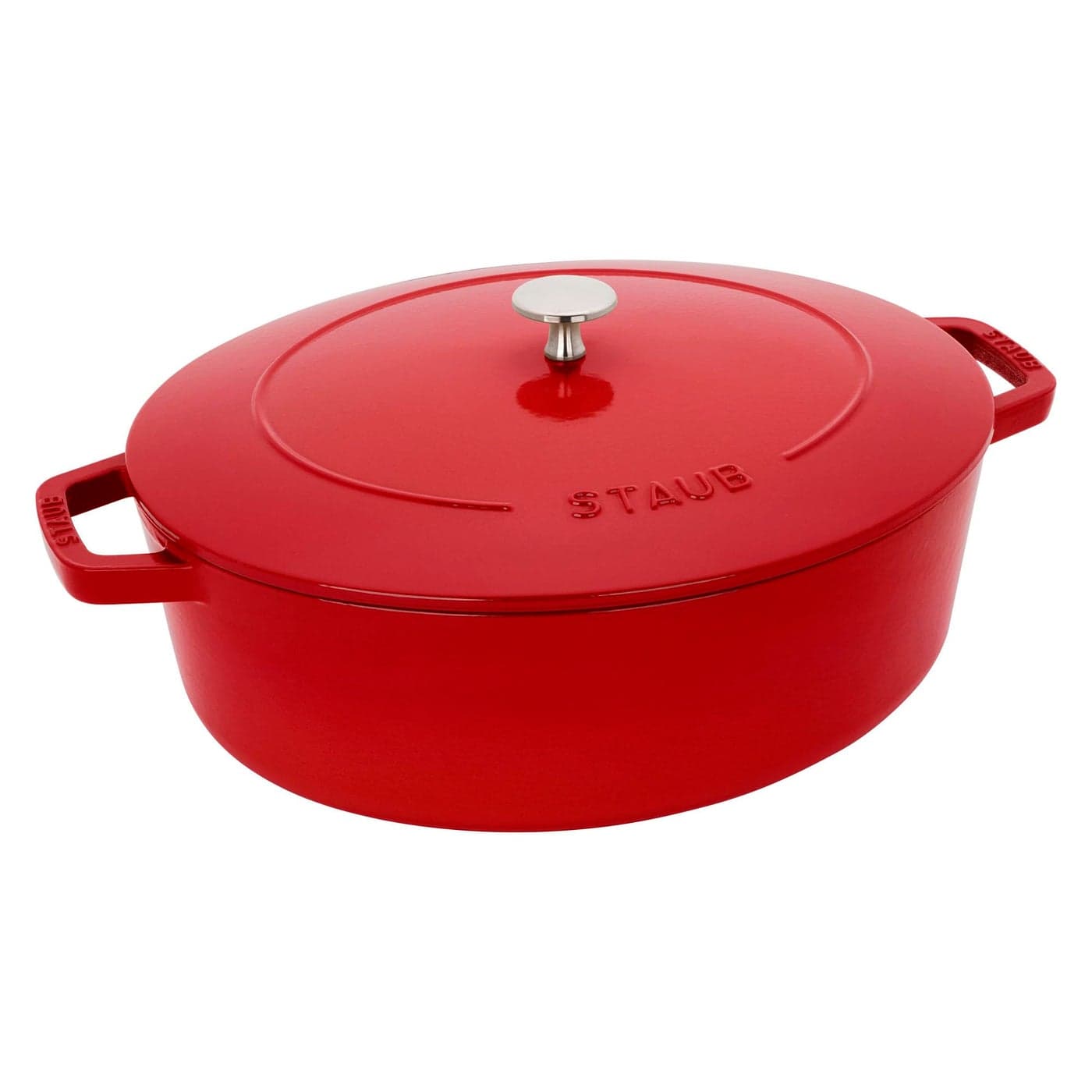 Staub Cast Iron 625qt Shallow Oval Dutch Oven Cherry