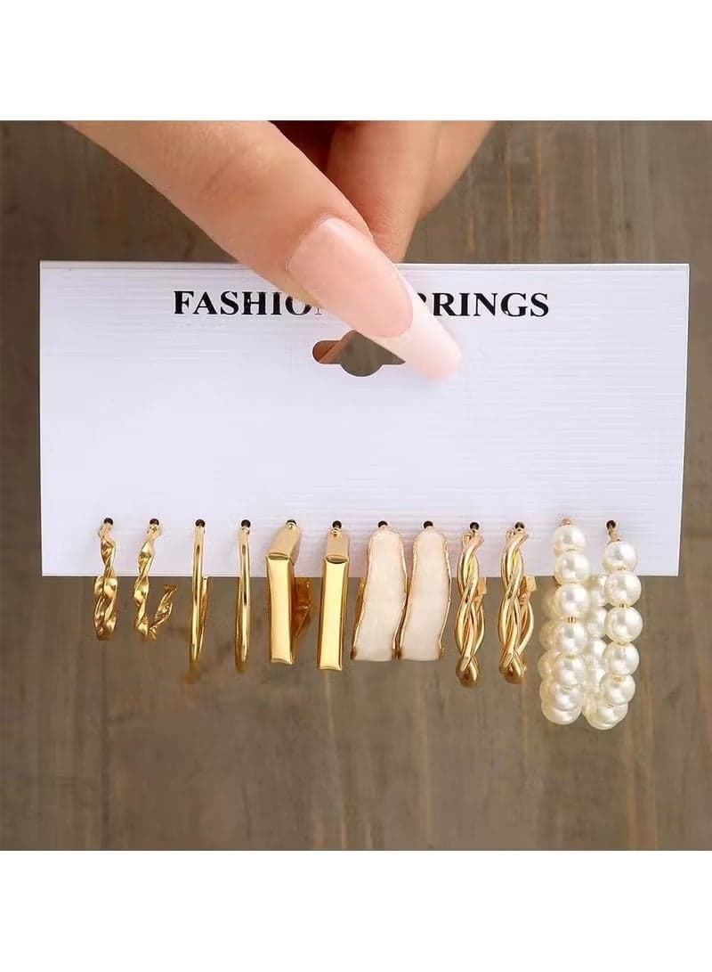6-Pair Statement Earring Set – Minimalist u0026 Edgy Alloy Studs and Hoops for Women