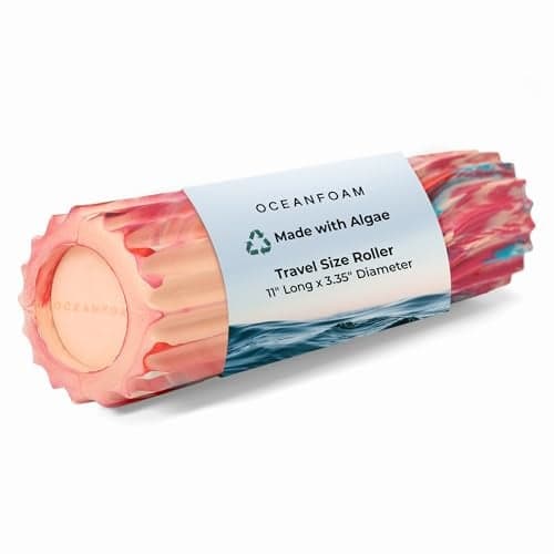 Oceanfoam Ripple Travel Foam Roller 11 x 335 Firm Mini Foam Roller for Physical Therapy Deep Tissue Massage Back Pain High Density Ergonomic Wave Textured Yoga Exercise Cotton Candy
